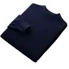 Suéter Nuevo de Lana Pura para Otoño e Invierno para Hombre de Cuello Alto Medio Pulóver Holgado Aspecto Adelgazante Color Sólido Suéter de Punto Suéter Básico