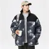 Logo Personalizado Invierno Nueva Moda Casual Deportivo Algodón Abrigo Hombres Cuello Alto Combinación de Colores Cálidos Chaqueta de Algodón Pareja Femenina Juvenil