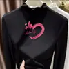 Camiseta de Lã com Gola Alta e Babados de Manga Longa para Meninas Outono/Inverno Top Infantil Outono/Inverno
