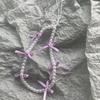 Cordón para teléfono móvil con lazo de perlas de lujo, estilo coreano, hecho a mano, con cuentas que combinan con todo, adornos colgantes para bolso, corazón colorido para niña