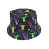 Comercio exterior sombrero de pescador de Halloween estampado de murciélago sombrero de cubo de doble cara venta caliente transfronteriza protección solar visera sombrero de sol versátil