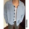 2024 Novo Outono e Inverno Cardigan Malhas American Retro Casual Lazy Style V Neck Malhas Masculinas Cor Pura Jaqueta