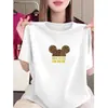 Camiseta Estampada da Moda com Manga Curta para Mulheres, Gola Redonda, Caimento Solto, Emagrecimento, Versátil, Rejuvenescedora, Top Casual, Estilo Mãe