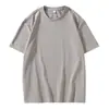 Camiseta de Algodón Puro de Peso Pesado 230g, Color Sólido, Cuello Redondo, Algodón Peinado, Hombro Caído, Manga Corta, Unisex, Camiseta Básica Blanca de Media Manga