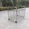Cesta de Bola de Aço Inoxidável, Carrinho de Basquete Espessado para Jardim de Infância, Estrutura Móvel para Armazenamento de Bolas para Adultos, Carrinho Dobrável, Equipamento Esportivo