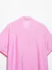 Ropa de mujer de moda transfronteriza para comercio exterior en Amazon 2026 otoño rosa a rayas cuello mao corbata de lazo asimétrica manga corta