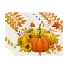 Manteles Individuales Posavasos Decoración de Habitación Manteles de Mesa Aislantes Térmicos de Lino Estampado de Calabaza Hoja de Arce Pavo de Acción de Gracias Transfronterizo Otoño