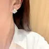 Pendiente de Plata de Ley s925 con Aguja, Perla de Luz Fría Shi Jia, Diamante Brillante, Doble Capa, Falda, Pendiente para Mujer, Temperamento Elegante, Sensación de Gama Alta, Anillo
