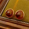 Pendientes Redondos de Resina Vintage Aguja de Plata Otoño e Invierno, Pendientes de Botón Simples de Moda Melard, Pendientes de Nicho de Alta Gama, Versátiles