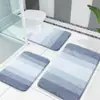 Juego de 3 Felpudos Absorbentes para Baño de Imitación Cachemir de Alta Venta, Felpudo para Pies de Inodoro Resistente a Manchas, Color Degradado Simple, Transfronterizo