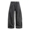 1050 American High Street Jeans Masculino Solto de Alta Qualidade Lavado Desgastado Design Desconstruído Scimitar