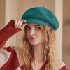 Boina Cálida de Otoño e Invierno Estilo Japonés Combinable Color Sólido Boina de Lana Artística Vintage Gorra Newsboy para Niños