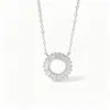 Collar Colgante de Círculo Geométrico de Plata de Ley S925 con Circonita Cúbica para Mujer, Estilo de Lujo Ligero a la Moda, Cadena Clavicular de Alta Gama para el Día a Día