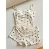 Pijama de Verão com Bojo e Alças para Mulheres, Pode Ser Usado Fora de Casa, Conjunto Doce de Desenho Animado de Urso para Meninas, 2026