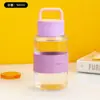 Vaso de Vidrio de Color Macarrón con Asa, Vaso de Agua Portátil Antiescaldado, Transparente con Funda para Vaso, Soporte para Teléfono, Vaso de Regalo con Logo Impreso