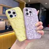 Capa de iPhone floral imitação de líquido com furo grande, fresca e simples, capa protetora para iPhone 17promax 16/15/14