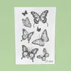 Pegatinas de Tatuaje de Mariposa Cruzada Coloridas para Niñas Línea de Boceto Negra y Gris Estilo Europeo y Americano Brazo Dorso de la Mano Clavícula Pecho