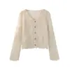 Nuevo Suéter de Punto Holgado Estilo Coreano para Primavera y Verano con Elegante Encaje de Ganchillo Calado Camisa Base de Encaje de Manga Larga para Mujer