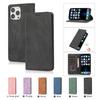 Funda de Cuero para Teléfono Móvil Iphone17Promax con Tacto de Piel Magnética Negra Pura Cuero Liso Maquinado Sencilla Tipo Libro Blanda