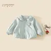 Chaqueta cárdigan para niña otoño 2026 nueva elegante chaqueta infantil con cuello de volantes primavera y otoño top casual para niños pequeños