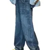 Jeans de Pierna Ancha para Niña con Adornos de Pedrería, Nuevo Diseño de Moda de Cintura Alta con Corte Curvo Otoño 2026