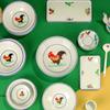 Estilo Retro Mercado de Pollo Grande Olla Vieja Caliente Vientre Peludo Rodaja de Cintura Ingredientes Pequeños Cuenco de Encimera Plato para Aceite Cuenco Vajilla de Melamina Plato Redondo