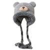 Chapéu de malha de urso fofo feminino outono e inverno quente à prova de frio proteção auricular chapéu lei feng chapéu de lã pequeno mostrando o rosto boné pulôver