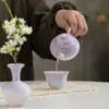 Taza de cerámica con borde festoneado y esmalte cristalino, taza de té de cerámica cocida en horno con degradado, taza de té personal, taza individual, regalo para mujer