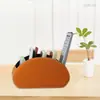 En stock artículos creativos para el hogar almacenamiento de escritorio de cuero caja de almacenamiento para control remoto almacenamiento de artículos de oficina LG8130