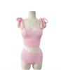 Traje de baño bikini dividido para mujer de estilo Ins japonés y coreano de color sólido nuevo con tirantes de lazo 2024 Traje de baño bikini
