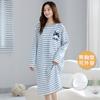 Camisola Feminina de Manga Comprida com Bojo Imitação de Algodão Vestido Midi para Primavera, Verão, Outono e Inverno Pijama Simples Solto Roupa de Casa