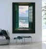 Ventana Paisaje Nórdico Moderno Pintura Decorativa Paisaje Marino Pintura Colgante Nicho Arte de Lujo Ligero Mural Atmosférico Enorme de Piso