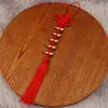 Pingente de Cabacinha de Latão de Cinco Peças Nó Chinês Antigo Nó Flor de Ameixa Oito Imperadores Pingente de Cabacinha de Cobre Franja Vermelha Pendente de Porta