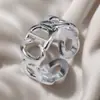 Anel de Aço Titânio, Luxo Acessível, Anel de Abertura de Pressão de Óleo Retro de Alta Qualidade, Anel Ajustável de Aço Inoxidável com Design de Nicho para Mulheres
