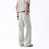 Calça Jeans Feminina Branca de Algodão Flare, Novo Estilo de Primavera, Corte Americano Solto, Boca de Sino, Comprimento no Chão, Calça Tendência de Primavera e Outono para Casais