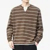Moletom listrado estilo retrô americano, coleção de outono masculina, corte solto, marca da moda, peso pesado 280g, nova blusa de manga comprida para homens
