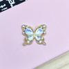 Nuevo accesorio transfronterizo de 34*40 MM con forma de mariposa de cristal con diamantes de imitación en polvo de aleación de color, accesorios para el cabello y ropa, accesorios de bricolaje