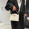 Bolso Cruzado de un Solo Hombro Nuevo para Verano 2025 Bolso de Mano Grande de Color Sólido con Patrón Tejido de Moda para Mujer Bolso Cubo para Mujer
