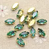 10 Piezas de Strass de Garra Cosidos a Mano de Ojo de Caballo Pequeño de 4x8mm con Base Dorada y Agujeros para Decoración de Zapatos y Cuellos de Ropa, Botones de Strass para Bolsos