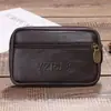 Nueva venta caliente Bolso de cintura para teléfono móvil de cuero vacuno para hombre de una sola capa doble de 4-7 pulgadas versión horizontal con cremallera cinturón bolsa para teléfono móvil