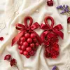 Vela perfumada de sabonete artesanal de uva roxa e rosa, decoração suspensa tecida com laço como presente, vela perfumada decorativa
