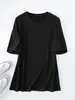 Estación Independiente de Amazon Punto Color Puro Holgada Camiseta de Mujer Moda Ebay Cuello Redondo Talla Grande Manga Corta Exportación Venta al por Mayor