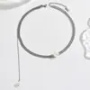 Nuevo Collar de Acero de Titanio de Doble Capa de Nicho con Colgante de Corazón de Perla, Gargantilla de Diseño Versátil y Elegante