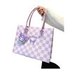 Bolsa de Feltro Kuromi Xadrez de Desenho Animado Mais Fácil de Combinar Bolsa Tote de Feltro Estampada Bolsa Tote de Feltro Sublimada Atacado