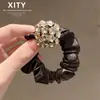 Elásticos de cabelo elegantes, com design intrincado e strass brilhante - modernos, altamente elásticos, perfeitos para rabos de cavalo e coques - acessórios de cabelo de alta qualidade