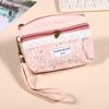 Bolsa de armazenamento Bolsa de moedas Bolsa de pulso estilo pastoral floral Bolsa de moedas de tecido com zíper duplo Bolsa média feminina Fabricante internacional