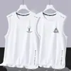 Chaleco de Seda de Hielo para Hombre Verano Deportes Fitness Camiseta Base Hombro Ancho Entrenamiento Camiseta sin Mangas Delgada Secado Rápido Top de Hombre Trendy