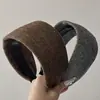 Diadema Plana de Lana de Ala Ancha Estilo Coreano para Mujer, Nuevo Estilo Otoño e Invierno, Accesorio para el Cabello de Corona Alta para Cubrir la Línea del Cabello y el Cabello Gris, con un Toque de Alta Gama