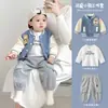 Macacão de Bebê Outono Novo Estilo Moda para Menino Fato Dividido Elegante de Três Peças Roupas de Menino Roupas Casuais para Passeio Primavera e Outono Tendência
