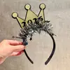 Diadema de Año Nuevo Transfronteriza Nueva Tema del Día de Año Nuevo Fiesta Fiesta Happynewyear Arte Latte Accesorios para el Cabello Accesorios para Fotos